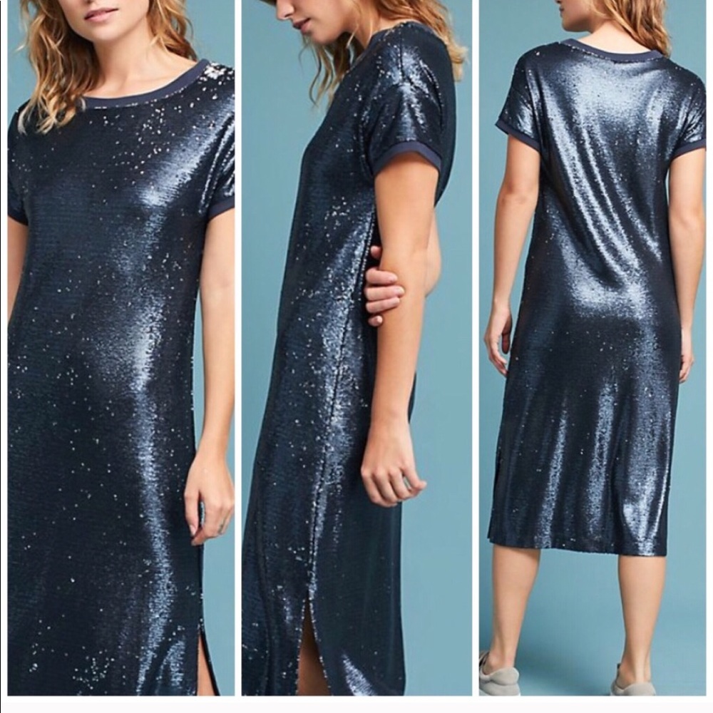 Anthropology blue sequin dress.